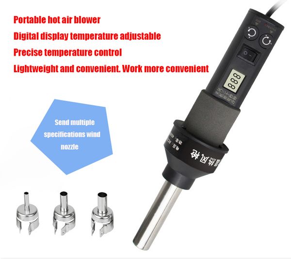 

450w lcd adjustable 450 degree electronic heat air gun desoldering soldering station ic smd bga rework 3 nozzle 8018 lcd