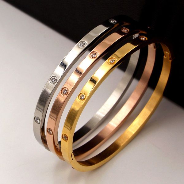 

rhinestone bangle for women titanium steel rose gold color bracelet&bangle jewelry drop shipping, Black