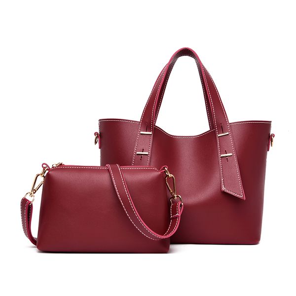 

2 комплекта женщин сумка кожа женщин сумки плеча дизайнерская сумка сумки женские повседневная tote sac основной