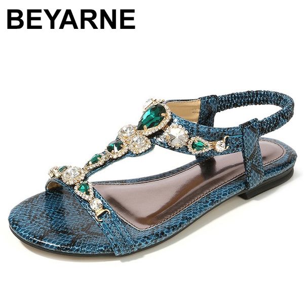 

beyarnesize 34-45 retro bohemian diamond sandals for women retro beaded serpentine simple casual sandals for womene543 y200620, Black
