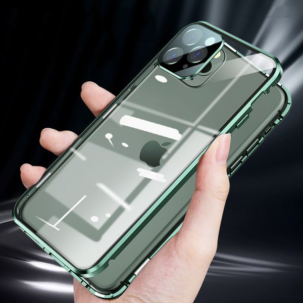 

New mobile phone case iphone12 11 Pro MAX 11 Pro 11 XSMAX XR XS/X case double-sided glass aluminum alloy straight edge protective case