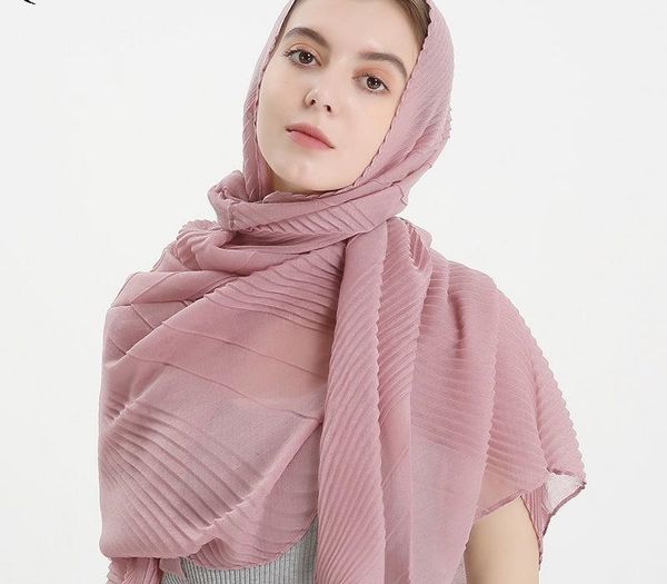 

Solid Color Package Scarf The Crushed Monochrome Scarf Shawl Cotton Fold Hijab Scarf