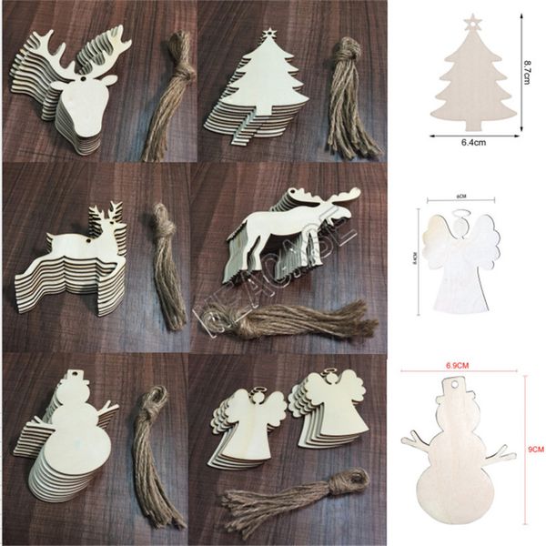 

wooden christmas decoration crafts snowman christmas stocking elk angel wood chip home christmas tree decoration small pendant new d83104