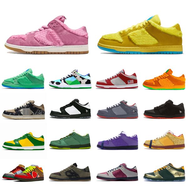 

what the dunk running shoes chunky dunky men women pink green orange yellow bears sashiko samba trainers outdoor casual sports sneakers