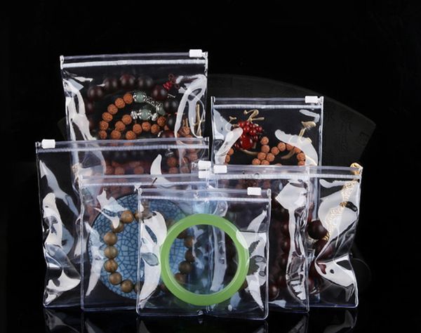 

100pcs light blue luxury jewel plastic zipper bag soft pvc antioxidant rings beads necklace jewelry gem storage bag