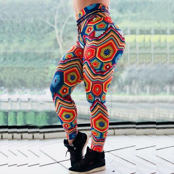 

svokor new for women leggings plus size casual high waist polyester digital printing mandala flowe breathable slim pants, Black