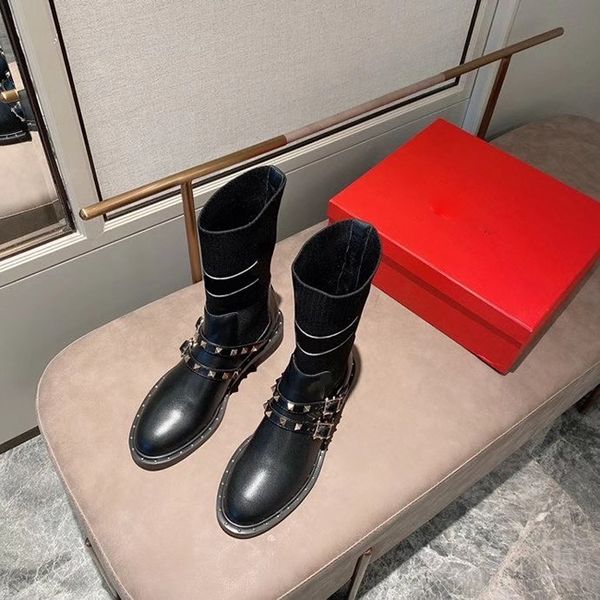 

2020fashion letters knitted sock booties women designer boots snow knitted women booties casual martin boots wholesale ladies winter boots, Black