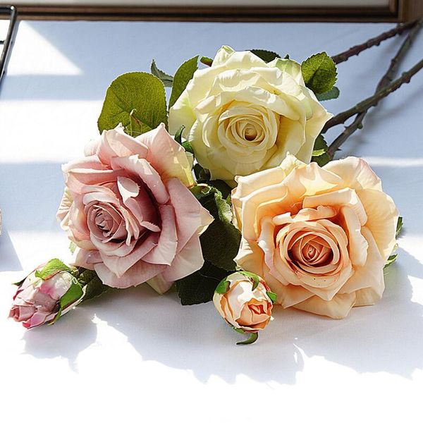 INS Hohe Qualität Realistische Tägliche Dekoration Hotel Künstliche Blume Rose Bouquet Hochzeit Platzierung Großhandel LX3045