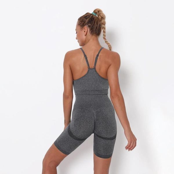 

sexy бесшовные йога шорты два piece set crop tops байкер шорты fitness workout bodycon matching наборы летняя одежда для женщин, White;red