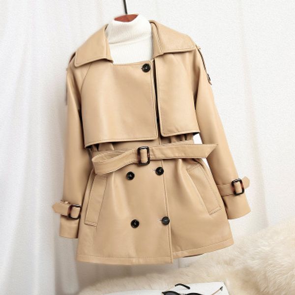 

2020 women spring genuine real sheep leather jacket r7, Black;brown