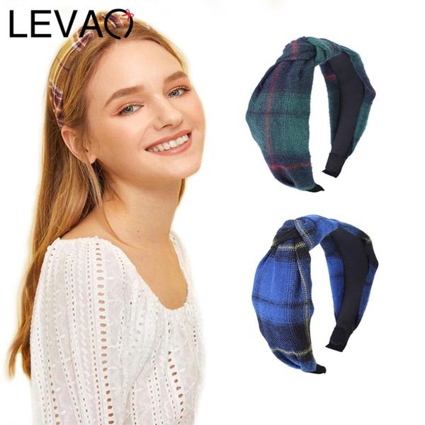 

levao plaid hairbands girls women headbands knotted linen bezel turban hair hoop bezel hair accessories elegant headwear fashion