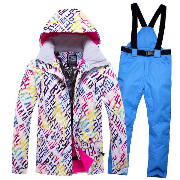 

hooded women ski suit snowboard jacket pant windproof waterproof outdoor sport wear super warm female ski clothing trouser new
