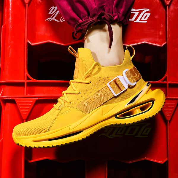 

hollow air cushion casual shoes street youth damping wear-resistant tenis flats hasp design height increase sneakers for men, Black