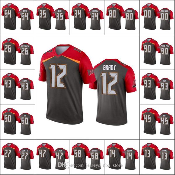 

tampa bay buccaneers men #14 chris godwin 45 devin white 12 tom brady 13 mike evans custom women youth nfl inverted jersey, Black