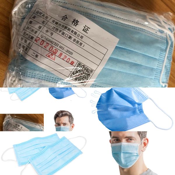 

three ear-loop mask disposable face layer mouth masks cover 3-ply non-woven disposable dus