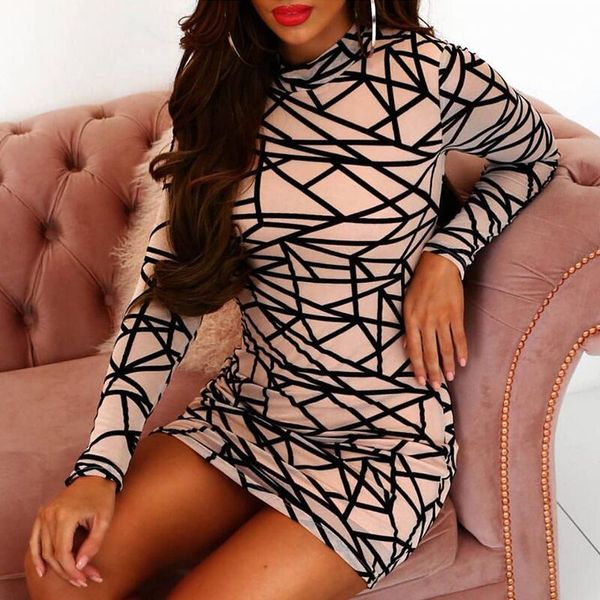 

septhydrogen brand designer chaotic print mesh sheer club dresses fashion women round neck long sleeve mini bodycon dress d66-h42, White;black