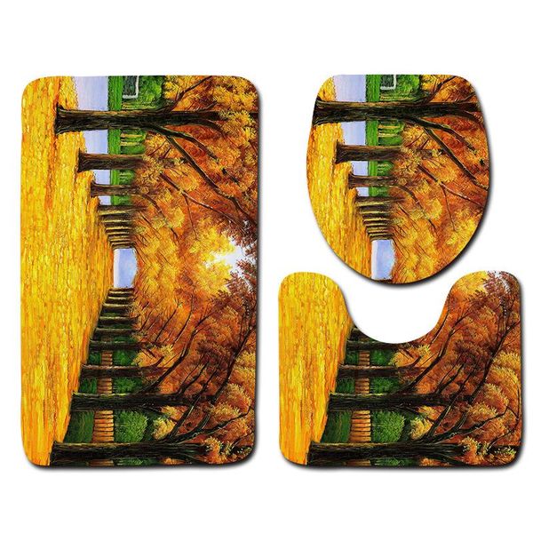 

set printing slip bath bathroom carpet home mats decor dropshipping set rug for 3pcs blanket tree bathroom 3d toilet mat chfxx uy2008