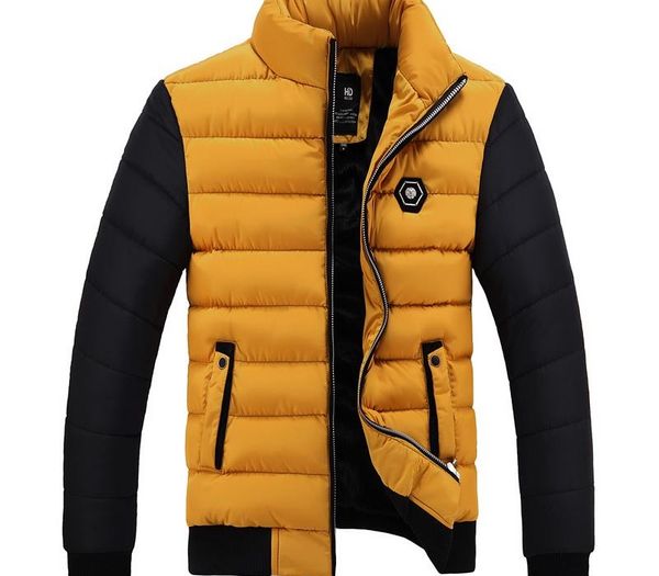 

2018 new snow winter coat men cotton thickening cold stand collar fleece warm parkas jacket mens casual overcoat man wfy37, Black