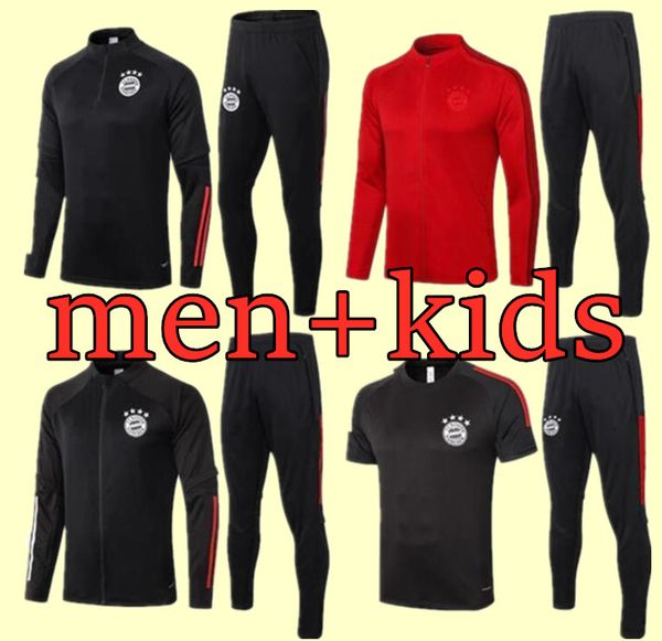 

men kids kit19 20 21 bayern munich soccer tracksuit survetement football james jackets 2020 2021 vidal lewandowski muller hoodie jacket trai, Black