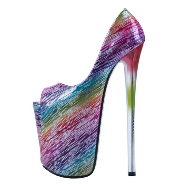 

2020 ultra high heels platform stripper shoes women large size 48 peep toe pumps stiletto heels colorful office party pumps, Black