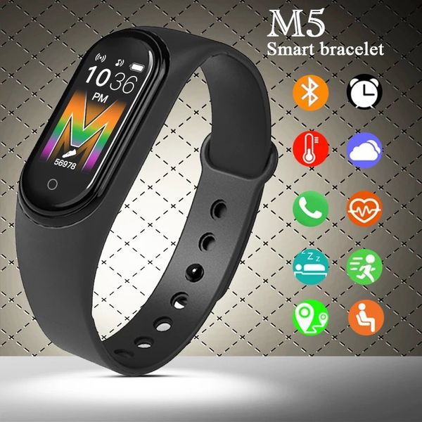 

m5 smart bracelet amoled 1.0"colorful screen heart rate health monitoring bluetooth 5.0 fitbit waterproof sports smart bracelet