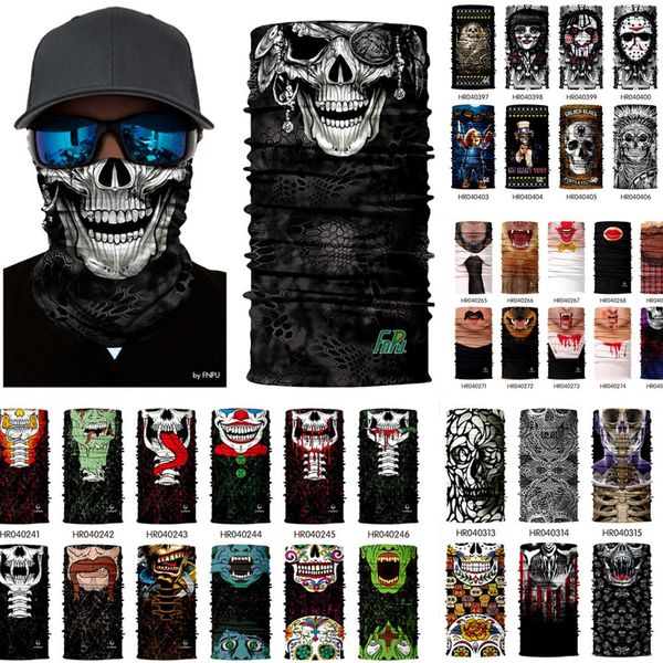 

skull design multi function bandana ski sport motorcycle biker scarf face masks outdoor facial mask headband neck gaiter, Black
