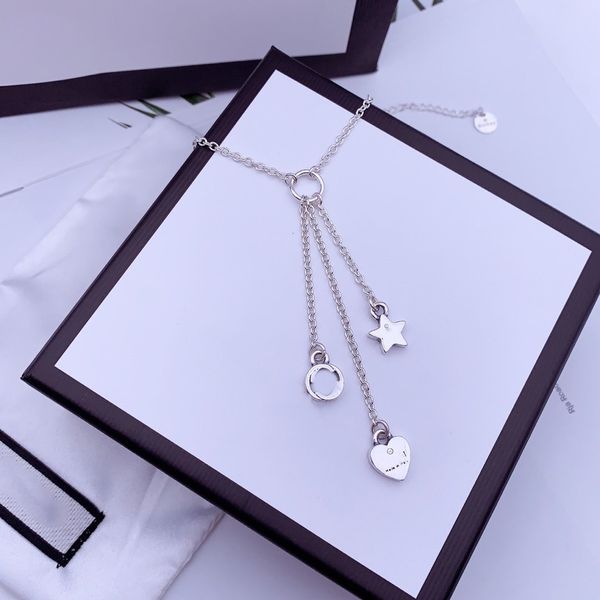 

s925 sterling silver necklace seling three ornaments star heart pendant necklace personality pendant set chain for woman necklace