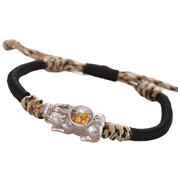 

pixiu braided rope energy bangles & bracelets novel gold color rotating windmill lucky brave troops bracelets for men woman, Golden;silver