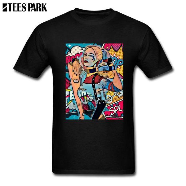 

t shirt suicide squad tees shirt men's round collar short sleeve designer 2020 design boom pow quinn white print casual