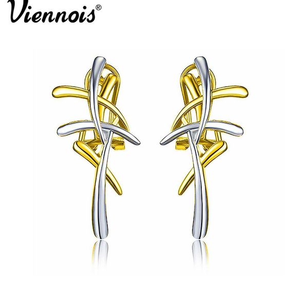 

wholesale new multicolor cross stud earrings for women gold silver color earrings female metallic earrings party002, Golden;silver