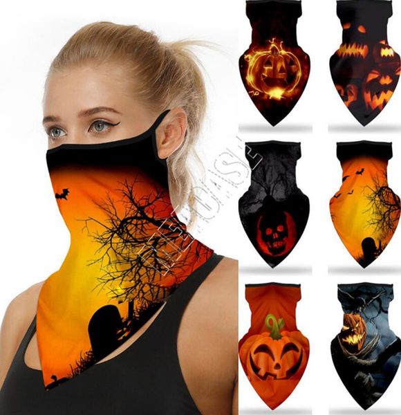 

halloween pumpin half scarf masks designers magic turban riding mask multifunctional earhook triangle scarf mask cycling headwear d81806, Red;brown