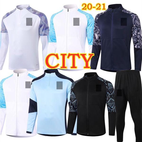 

kun aguero man city football tracksuits de bruyne soccer training suit 20 21 mahrez g.jesus bernardo sterling gundogan football jacket pants, Black