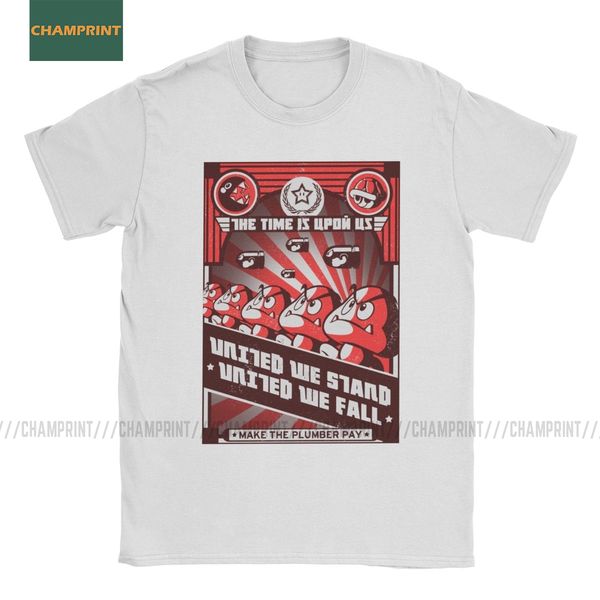 

united we stand super mario t shirt men cotton funny t-shirts bros videogame mashup mushroom game tees short sleeve clothes