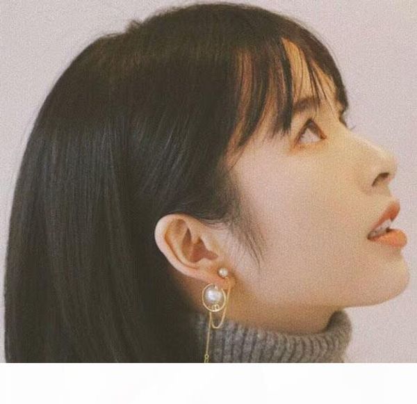 

fashion pearl charm gold plated tassel chain dangle earring ear studs for women lady jewelry, Silver