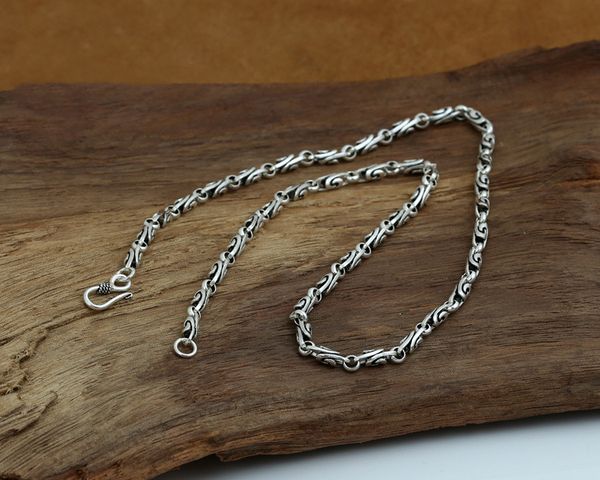 

925 sterling silver necklace 4mm thick heavy vintage bamboo chains necklace christmas gifts for women men