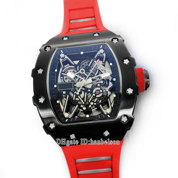 NUOVI orologi da uomo Quadrante scheletro Giappone Miyota Movimento automatico Orologio sportivo in gomma blu Meccanico montre de luxe