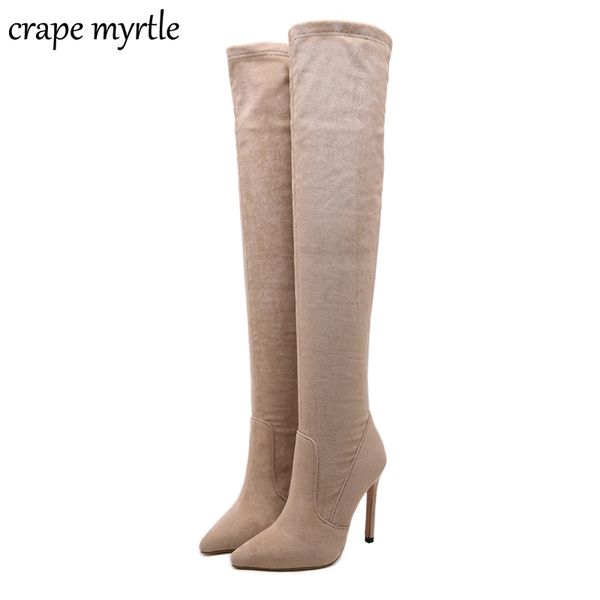 

low heels women shoes dress over knee winter furry boots woman faux suede red boot womens thigh high boots snow shoes yma988, Black