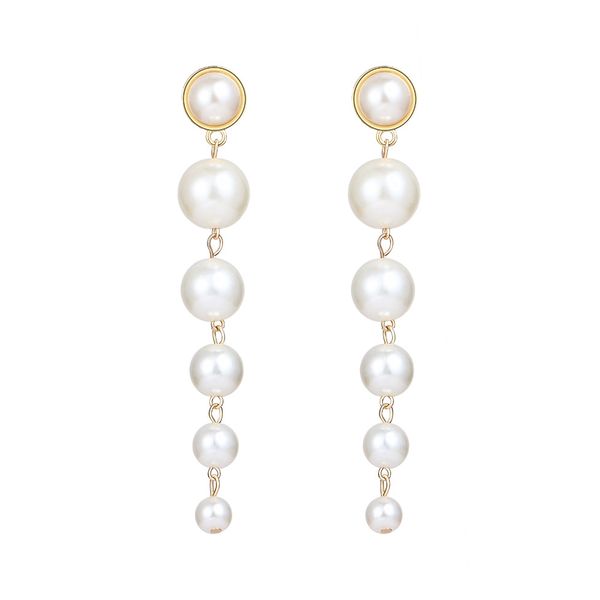 

simple and creative size artificial pearl long style earrings trendsetting woman atmosphere eardrop fashion temperament earrings, Silver