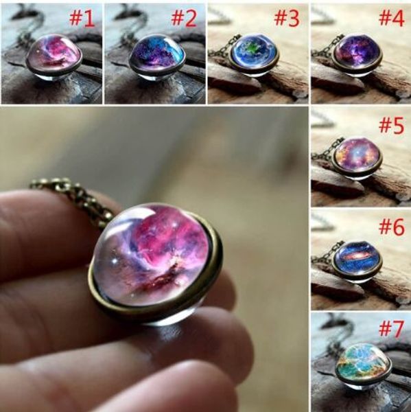 

charm duplex planet crystal stars ball glass galaxy necklace for gift time gem pendant sweater chain, Silver
