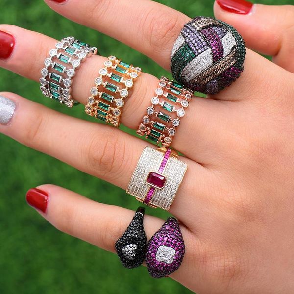 

siscathy charms women rings trendy bubai wedding bride engagement rings luxury cubic zirconia fingers jewellry 2020 hot, Golden;silver