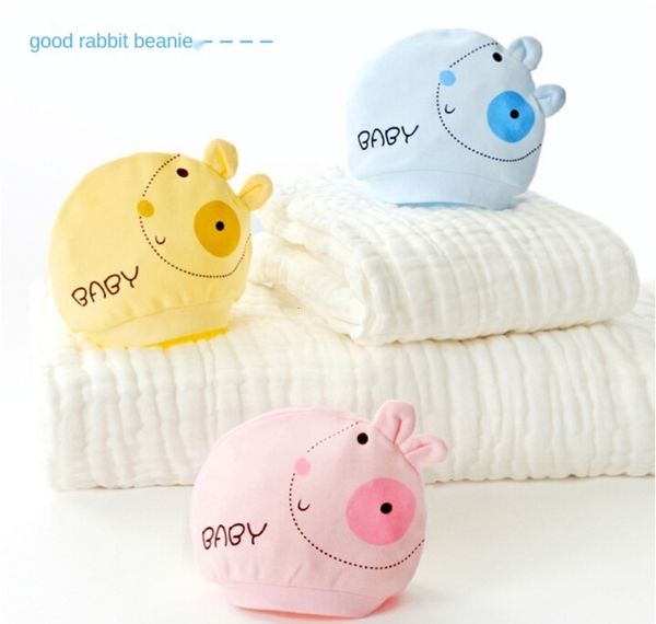 

newborn cotton cap infant lovely rabbit sleeping hat boys and girls cartoon 3 color leisure caps 14oy, Blue;gray