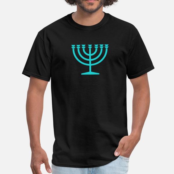 

hannukah teal menorah chanukah t shirt men knitted 100% cotton s-3xl outfit graphic comical summer natural shirt