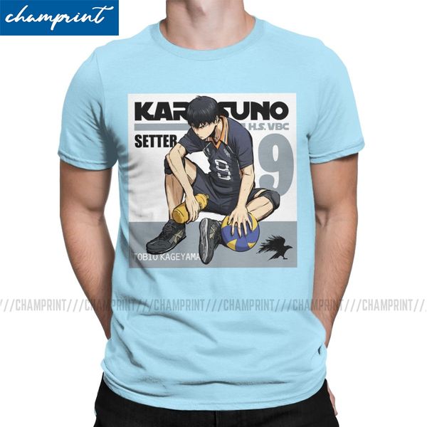 

мужчины haikyuu-tobio кагеяма футболки волейбол manga одежда уникальный короткий рукав вокруг шеи футболку плюс размер футболки