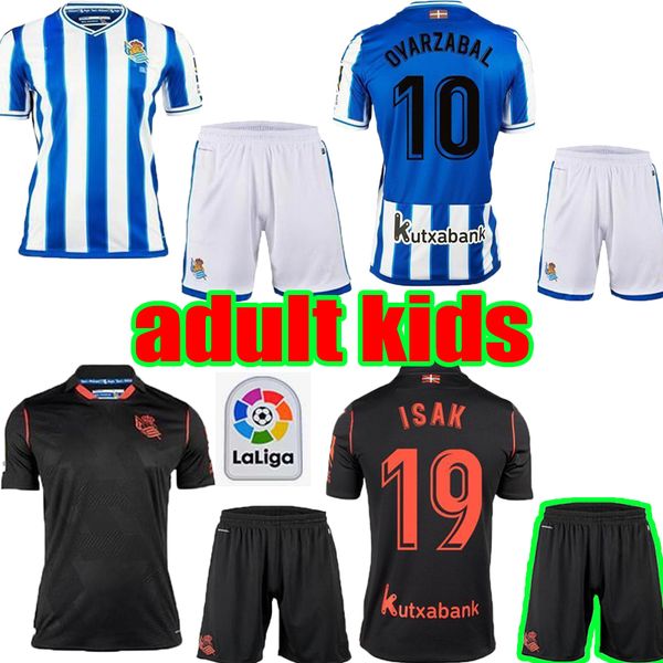 

kids 20 21 real sociedad home away soccer jerseys 2020 2021 merino oyarzabal willian j. child kit camisetas de fÃºtbol football shirts, Black;yellow