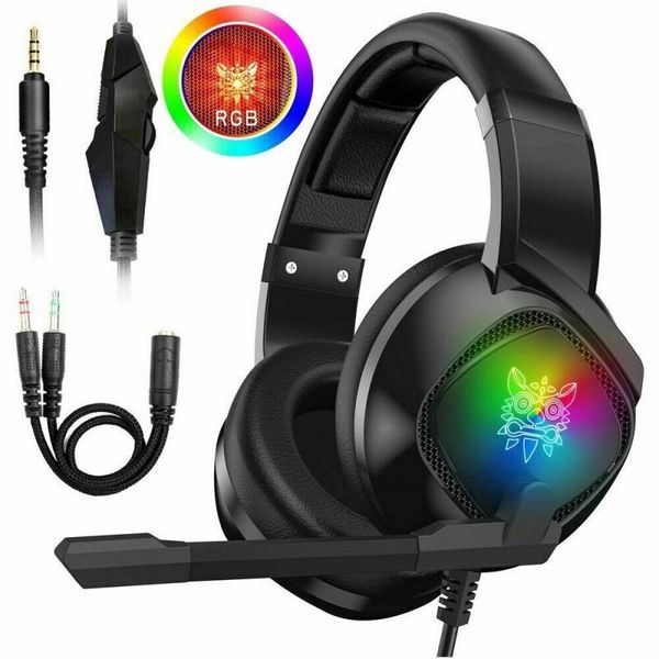 

k19 3.5mm wired gaming headsets hifi stereo sound high fidelity noise reduction headphones with microphone for pc ps4 laptop