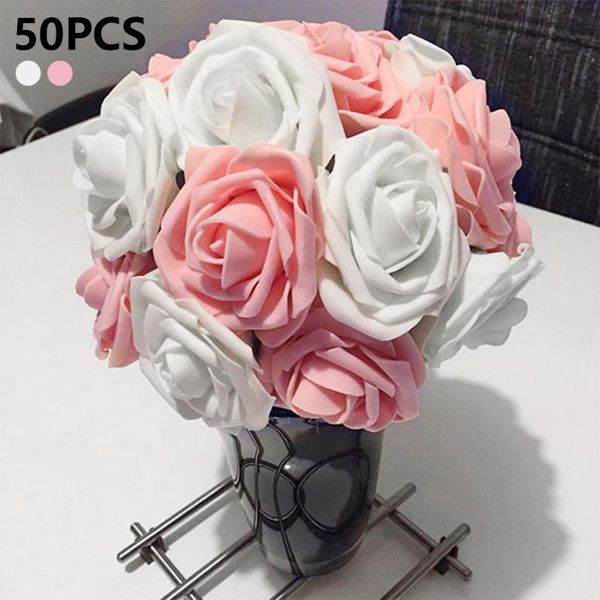 

50pcs/set rose pink bouquet peony artificial flowers bud bride wedding home decoration fake flowers faux