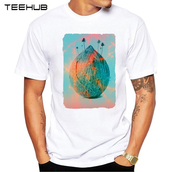 

2019 teehub new cool men's fashion coconut mountain design t-shirt short sleeve o-neck hipster tee