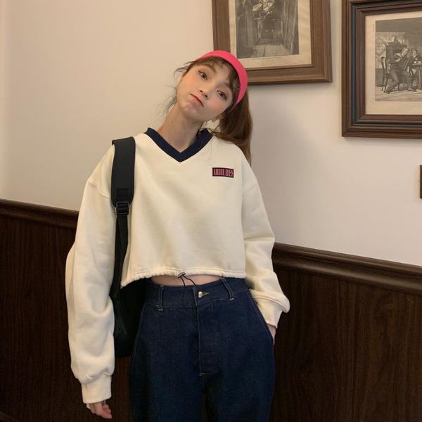 

women's hoodies & sweatshirts japanese harajuku ulzzang vintage loose casual lazy ins sweatshirt female korean kawaii clothing for wome, Black