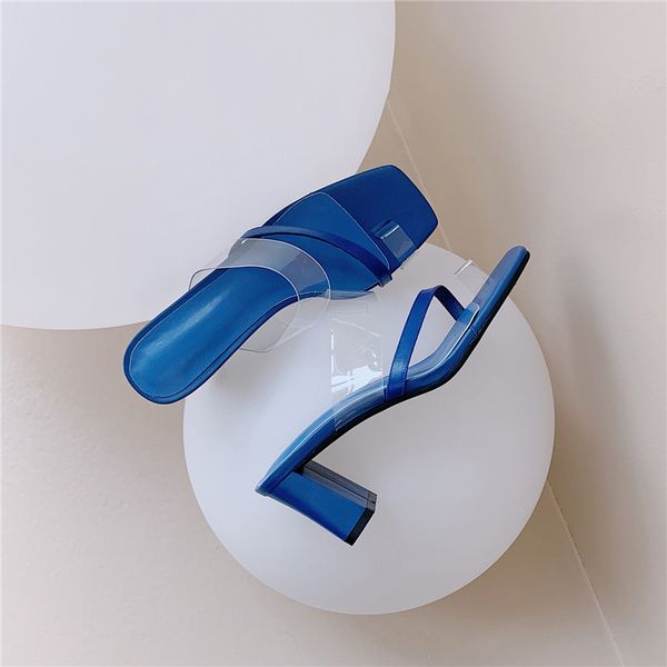 

pvc transparent sandals clear shoes high heel crystal slippers party slides beach comfortable women jelly summer, Black