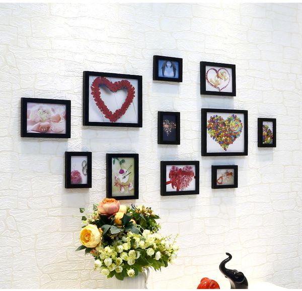 

brand new good quality goods 10 inch wood p frame ceative pictures table/hanging frame dual-purpose p wall mounting colors 5pcs/lot